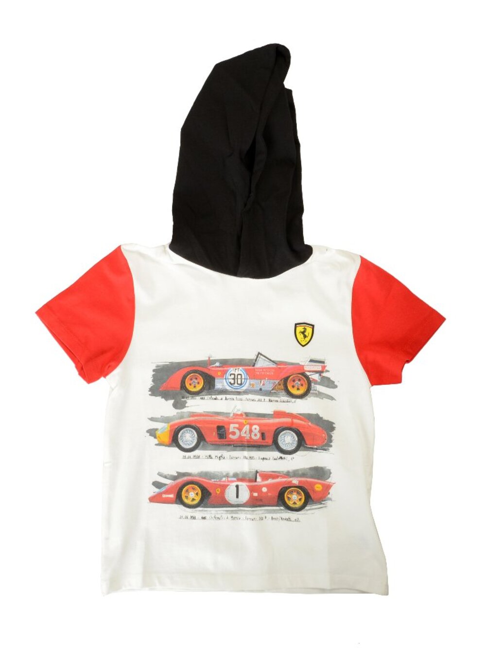 Scuderia Ferrari Kid Multi-Color Hooded Short Sleeve T-Shirt Sz 5/6 Years